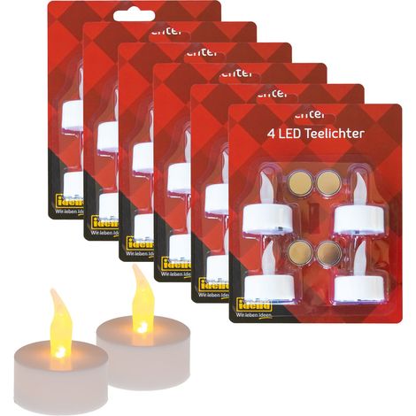 Idena 10124218 - Set di candele a LED, 24 pezzi, candele elettriche con luce tremolante, batterie incluse, decorazione per matrimonio, festa, Natale, Pasqua, come luce d'atmosfera (1/3)