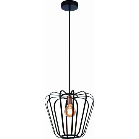 Suspension métal Candellux Jonas E27 40W noir/or Ø35 (1/2)