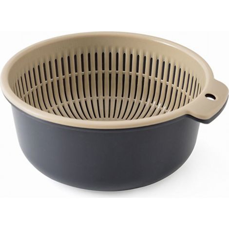 Panier à Légumes Double Étage avec Poignée Latérale, Égouttage Rapide et Suspension Multifonction pour Cuisine - Bleu (1/2)