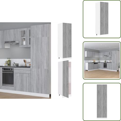 Stauraum - vidaXL Kühlumbauschrank Lyon Grau Sonoma 60x57x207 cm Holzwerkstoff - Holzwerkstoff (1/5)