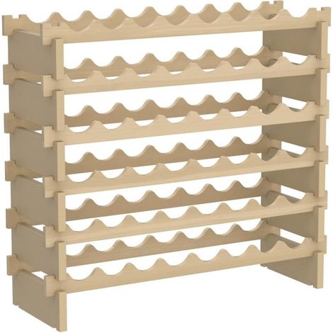 Soges – Casier à vin 6 étagères – 48 bouteilles – Bois durable – Dimensions 90x30x81 cm – Design modulable pour cave et salon