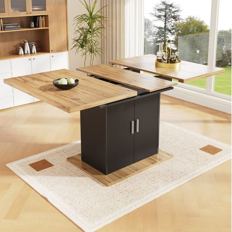 MEUBLIV Tavolo da pranzo allungabile 110-140x70 cm nero con vano contenitore integrato (1/5)