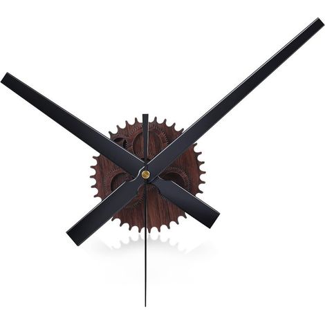 Reloj de pared grande 3D vintage marrón, manecillas individuales para armar, engranajes con vetas de madera, mecanismo de movimiento de reloj, sala de estar, bar, dormitorio, 42 cm (1/5)