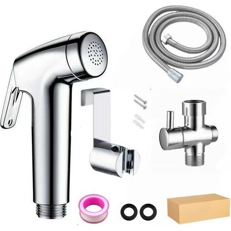 Sanitary set + three-way tap single gun 1/2 bathroom gun set made of chrome (1/3)