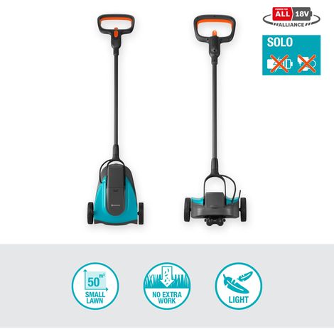GARDENA Cortacésped batería para jardines pequeños HandyMower 22 cm de ancho de corte, recomendable para jardines de hasta 50 m², 18V POWER FOR ALL cargador y batería no incluidos (14620-55)