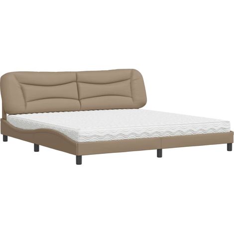 Maison Exclusive - Lit avec matelas Hvar cappuccino 200x200 cm similicuir (1/5)