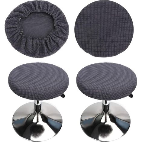 2 Pièces Housse Tabouret Rond(Gris), Housse Tabouret de Bar Rond, Lavable Facile d'entretien Doux et Durable, pour Tabouret 30-40cm (1/5)