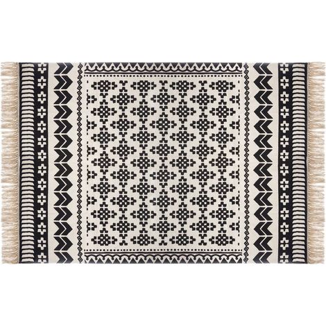 Tappeto in cotone bianco e nero Delhi 120x170cm - Atmosphera créateur d'intérieur