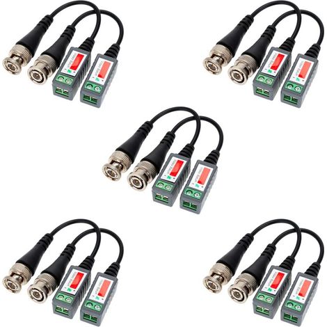 Balun vidéo 10 pcs BNC pour caméra – Transmission jusqu'à 600 mètres – Compatible avec câbles UTP Cat.5 – Installation facile – Housecurity