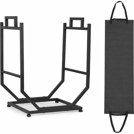 Range Buches Intérieur En Métal En Forme De u, Support à Bois De Cheminée Avec Base Stable, Sac à Transport Et Pieds Réglables, Idéal Pour Intérieur Et Extérieur (1/5)