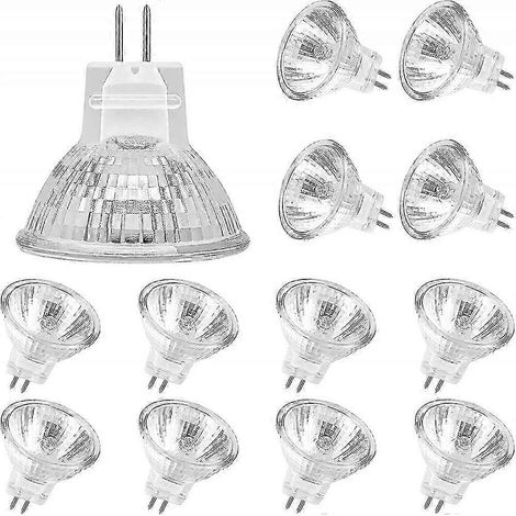 Ampoules halogènes MR11 (lot de 12), lampe halogène GU4 12 V 20 W, ampoule MR11 GU4 à intensité variable avec couvercle en verre pour CE (1/5)