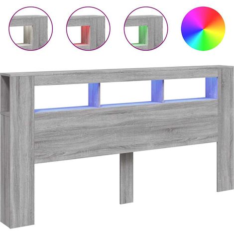 Maison Exclusive - Cabecero LED madera ingeniería gris Sonoma 200