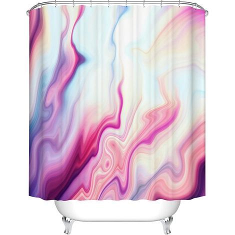 Rideau de Douche Anti Moisissure Imperméable avec 12 pcs Crochets, Lavable en Machine Très Approprié Salle de Bains (Abstrait,150x180cm) (1/5)