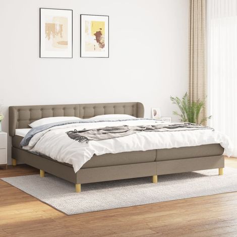 Lit à sommier tapissier avec matelas - Cadre De Lit Moderne: King Size - Lit Double - Taupe 200x200 cm Tissu Chic-429583 (1/5)