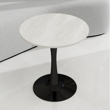 table salon repas ronde marbre noir blanc design compact OKMYHOME (1/5)