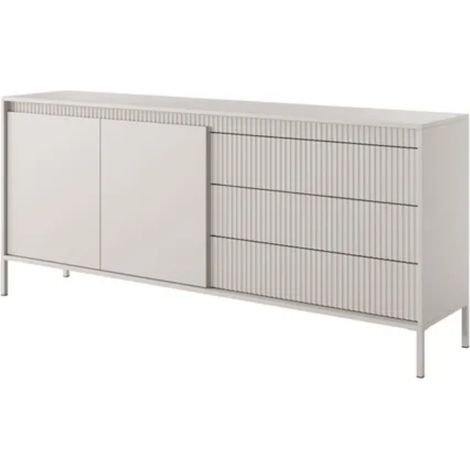 Madia Credenza 2 Ante 3 Cassetti Push To Open Con Ripiani E Vani Mobile Soggiorno Design Moderno Con Piedini In Metallo Capiente E Funzionale 187.1 x 81.4 x 39.5 Cm Cashmere (1/5)
