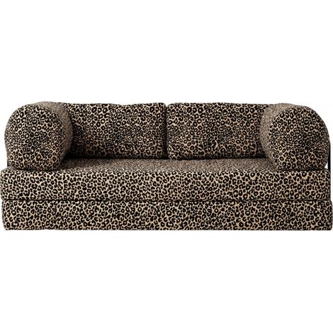COSIMA - Canapé droit convertible tissu sauvage Café (1/5)