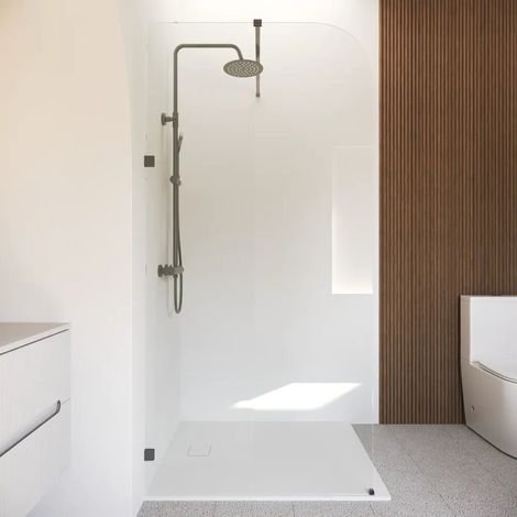 Cabine de douche à l italienne en arc de 140 cm avec charnières couleur gun metal brossé verre transparent de 8 mm easy clean h200 (1/4)