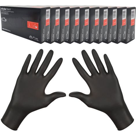 Nitrilhandschuhe Größe L, schwarz, Mercator Nitrylex Schwarz, 100 Stück pro Karton (10er-Packung) (1/5)
