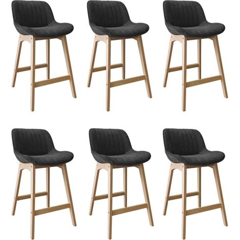 Lot de chaises NORDEN de bar en chêne et tissu velours côtelé H65cm  Lot de 6