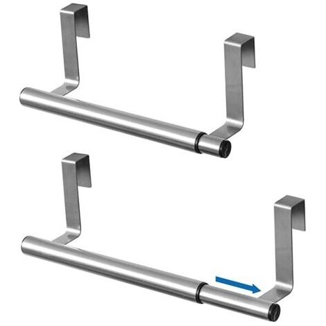 Spread, Porte-Serviettes Porte-Torchons Suspendu aux Portes des Placards, Séchoir 1 Barre Extensible en INOX, 25-40x8x9cm, Accessoire Cuisine et Salle de Bain sans Perçage (1/5)