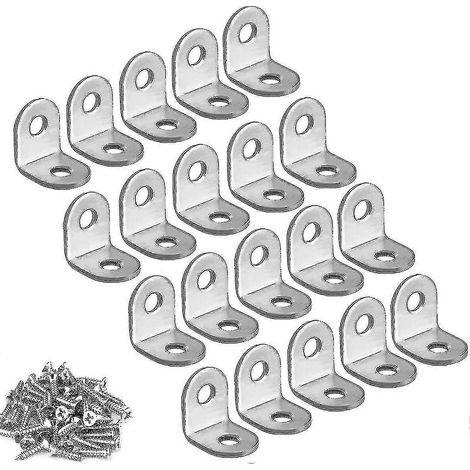 20 équerres en acier inoxydable (0,78 x 0,78 pouce / 20 x 20 mm) - Joints d'angle à angle droit - Fixations en forme de L (1/5)
