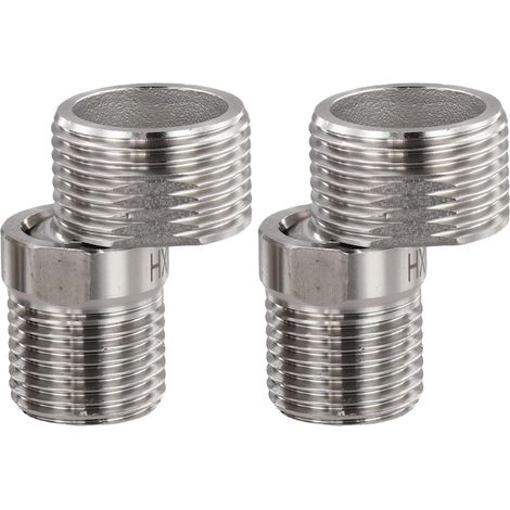 Lot de 2 robinets d'angle télescopiques réglables à 360° pour douche, salle de bain, à vis excentrique et pied incurvé. (1/5)