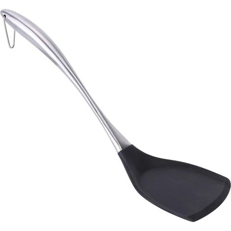 430 Stainless Steel Silicone Spatula, Long Handle Kitchen Utensil with Smooth Edge for Frying and Cooking (1/5)