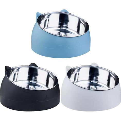 Bol pour chats et chiens en acier inoxydable – Lot de 3 bols relevés inclinés de 15 °, 400 ml, amovibles pour alimentation et eau (1/4)