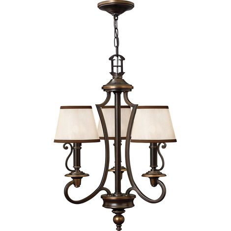 Lampadario lampada sospensione plafoniera acciaio bronzo D 46,4 cm Lampadario 3 fiamme (1/5)