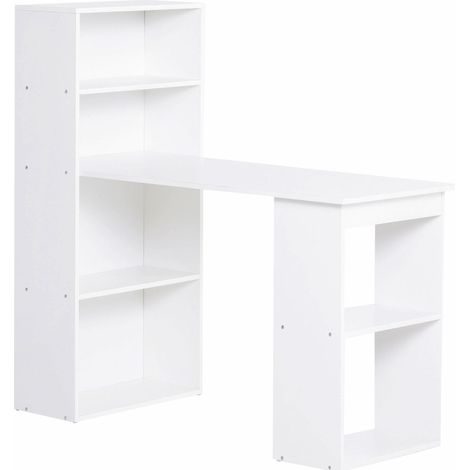 Bureau avec étagère en panneaux de particules 120x55 cm blanc pour bureau et home office (1/5)
