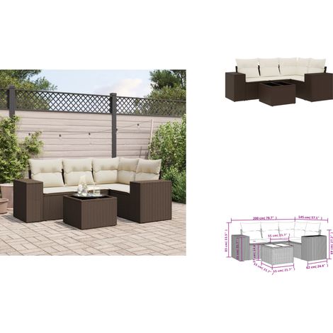 5-tlg. Garten-Sofagarnitur mit Kissen Braun Poly Rattan - Garten Sofagarnitur - Garten Sofagarnituren - Outdoor Sofagarnitur - Sofagarnitur Terrasse (1/3)