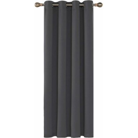Rideaux Occultants Isolant Thermique, 140x240 CM (Largeur x Hauteur), Rideaux pour Salon et Chambre, Design Moderne à Oeillets, Gris Foncé, 1Pièces (1/5)