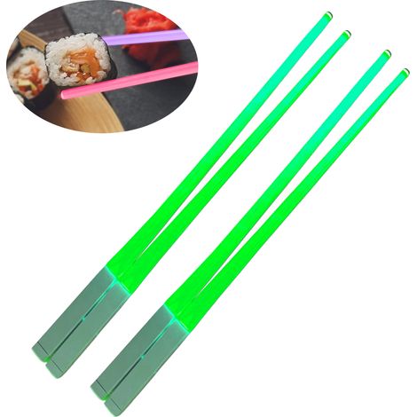 Chopsticks LED - Lumineux Rouge et Bleu - Avec Piles LR41 - Pour Sushi et Cuisine Asiatique - 2 Paires (1/5)