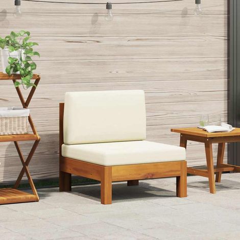 Canapé central-Sofa avec coussins blanc crème Bois d'acacia solide (1/5)