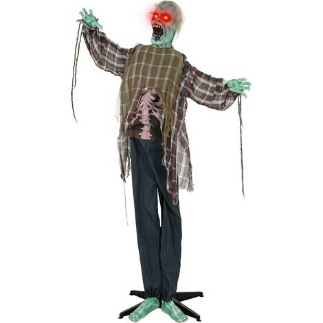 Zombie d'Halloween animé, grandeur nature (170 cm), avec activation sonore et tactile, décoration effrayante (1/5)