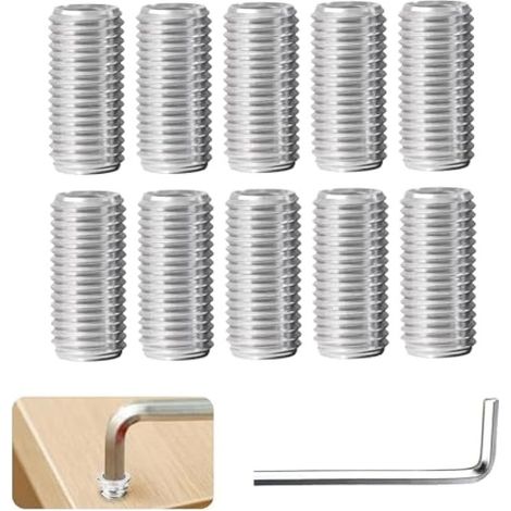 Lot de 10 inserts filetés M8 vers M5 en acier inoxydable - Boulons filetés avec filetage intérieur M5 x 1,25 et filetage extérieur M8 x 1,5 - Pour projets de meubles (1/5)