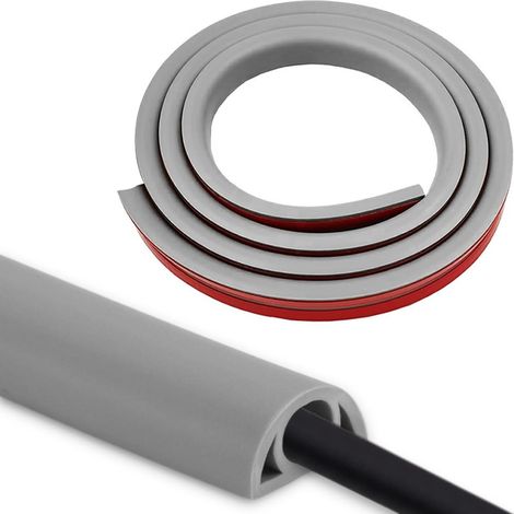 Goulotte Passe câble Sol PVC Flexible autocollante 3m 25 mm x 13 mm, Gris (1/5)