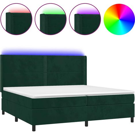 Maison Exclusive - Letto a Molle con Materasso e LED Verde Scuro 200x200cm Velluto (1/5)