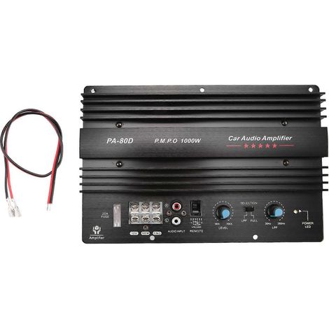 PA-80D 12V 1000W Amplificateur de puissance pour autoradio, puissant, avec subwoofer et basses. (1/5)