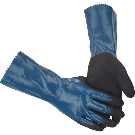 Ortviai Guanti da Lavoro Lunghi WG-528L – 30 cm in Nitrile e Nylon, Antiscivolo e Resistenti a Olio e Chimici – Design Funzionale – Ideali per Officina Meccanica e Industria (1/5)