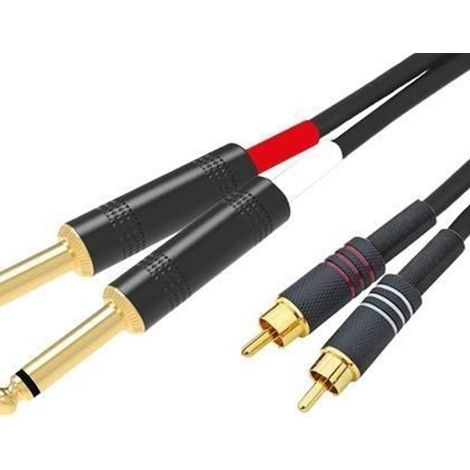 Câble Audio Ridem 2x Jack 6.3mm Mono / 2x RCA Mâle 3m