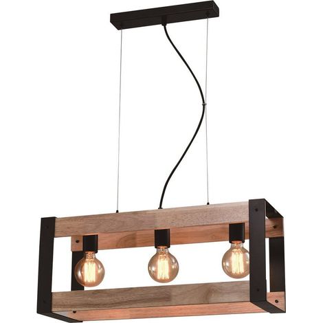 Lampadario Candellux Varna 3xE27 legno nero 60cm regolabile (1/5)