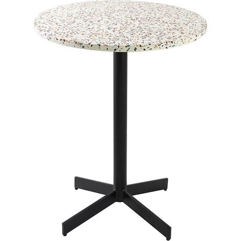 Tavolo bistrot rotondo in terrazzo e metallo nero D60 cm MEERA
