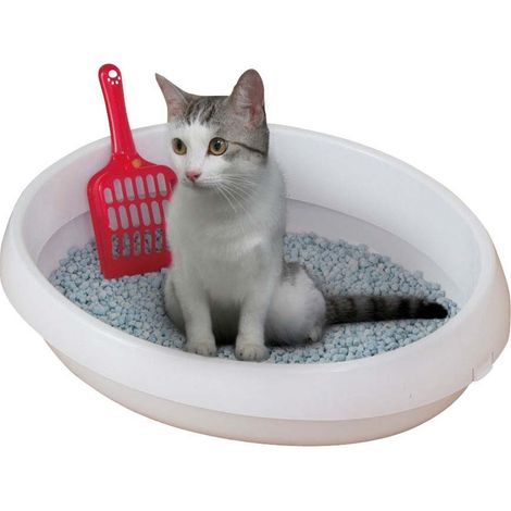 Iris Ohyama Bac � Liti�re pour Chat en Plastique avec Pelle Blanc 50 x 40 x 15 cm