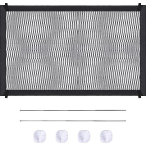 Reno – Puerta de seguridad para perros de 110 × 72 cm – Nylon resistente y acero inoxidable – Instalación rápida con ganchos y postes incluidos (1/5)