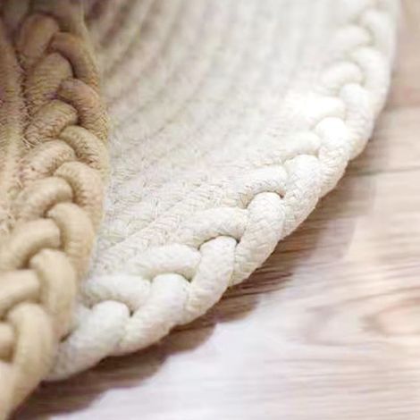 Tapis de sol tissés à la main pour maisons d'hôtes, bureaux, chambres, tatamis, tapis de chevet, paillassons, coussins en coton, blancs (1/5)