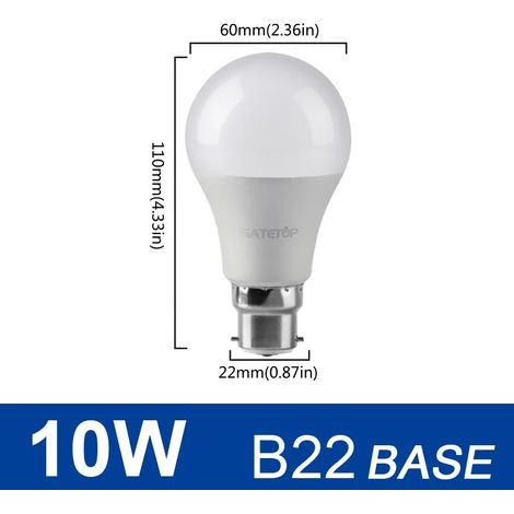 (10 W B22, lumière blanche froide) 6 ampoules LED, AC220V, économie d'énergie, éclairage LED domestique pour salon (1/5)