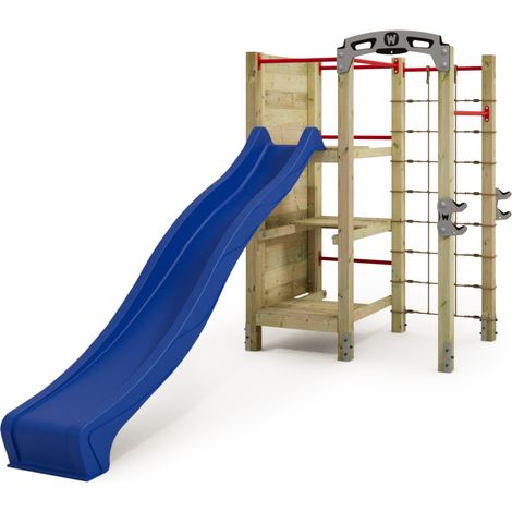 Wickey Klettergerüst FIT Cross 672 - Klettergerüst mit Reckstange und Hantelstangenablage, Outdoor-Fitnessgerät für die Eltern & Kinderklettergerüst, 5 Jahre Garantie, extrem witterungsbeständig