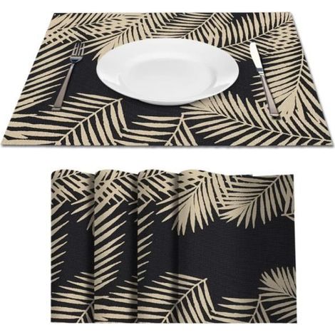 Sets de Table en PVC Tressés Lot de 4Sets de Table Lavable Résiste à la Chaleur Antidérapant Tapis de Table pour Cuisine Restaurant (1/4)